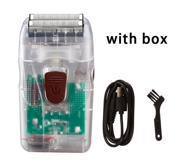 Barber Shaver Shaper Electric Shaver Rechargeable Beard USB Electric Razor for Oil Head Bald Head Shaving Machine Push White