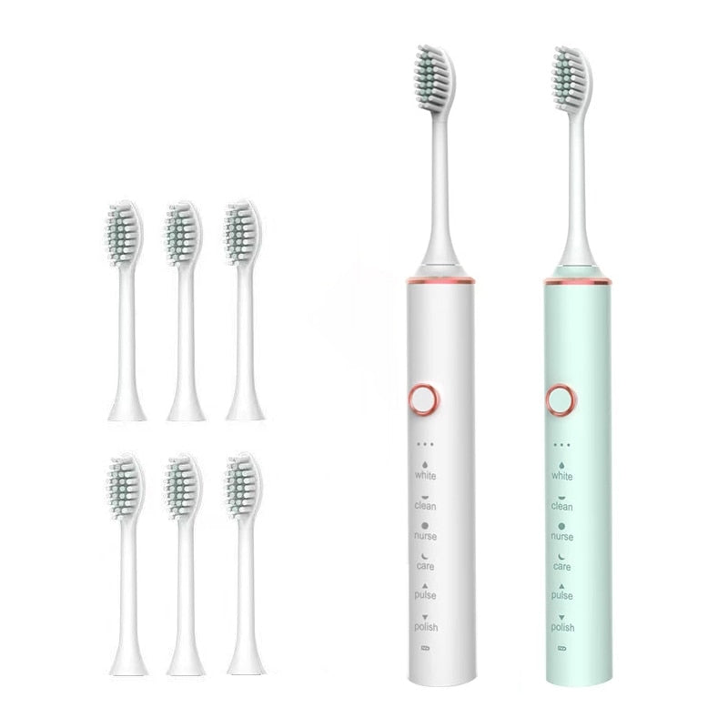 Ultrasonic Sonic Electric Toothbrush for Adults USB Rechargeable Waterproof Electric Teeth Tooth Brushes with 8 Replacement Heads