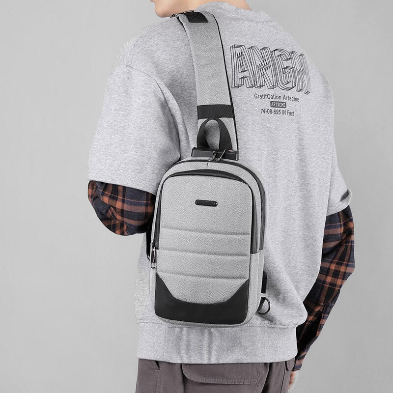 Multi-function Crossbody Bags For Men USB Charging Messenger Chest Bag Anti-theft Combination Lock Rucksack Male Business Casual