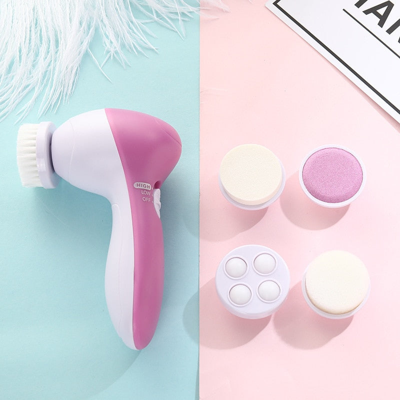 5 In 1 Face Cleansing Brush Facial Brush Electric Wash Face Machine Deep Cleaning Pore Skin Care Face Massage Brush