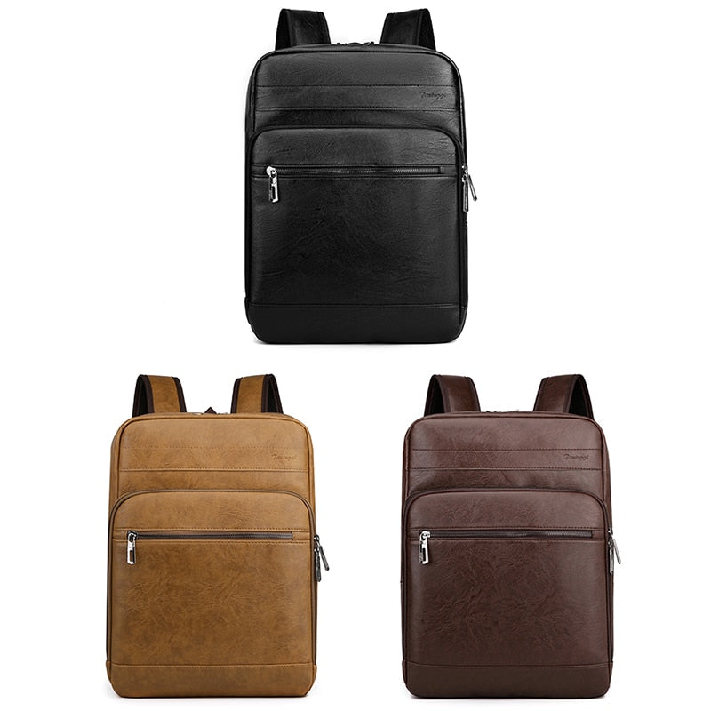 Multifunctional Backpack For Men High-quality PU Leather Laptop Backbag Luxury Waterproof Portable Travel Bag For Male