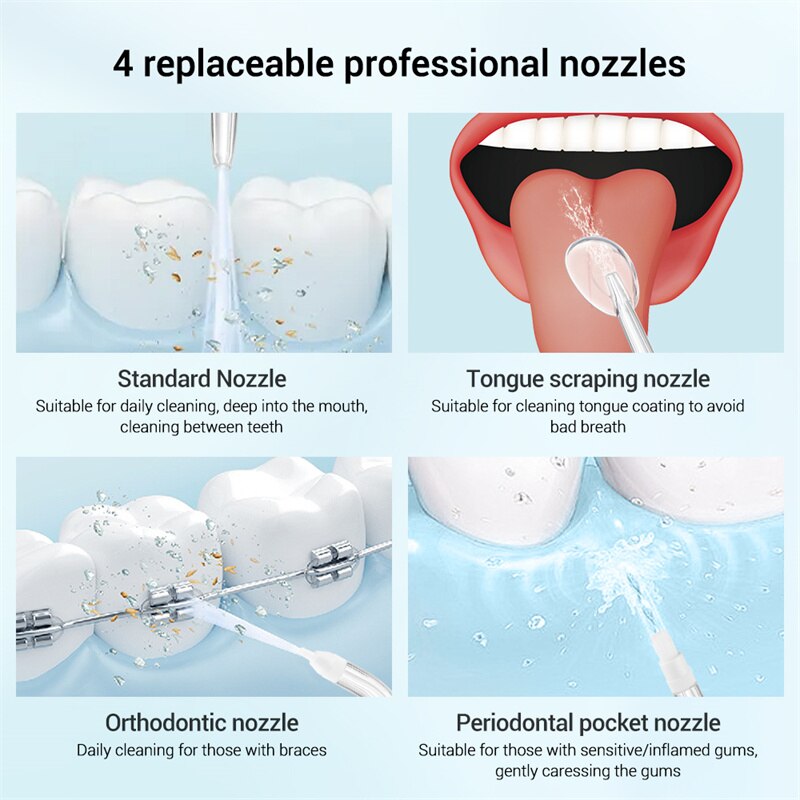 Portable Oral Irrigator Dental Water Thread For Teeth Cleaner Rechargeable Water Flosser 6 Cleaning Mode Mouth Washing Machine