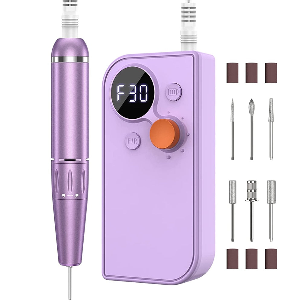 Portable Nail Drill Pen Polisher Rechargeable Electric Nail Drill Machine For Acrylic Nail 30000RPM Nail Manicure Pedicure Tools