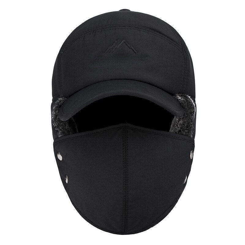 Men's Ear Protection Face Bomber Hats Thicker Plus Velvet Warm Women Winter Hat Outdoor Cycling Snow Male Bone Cap Ski Hat
