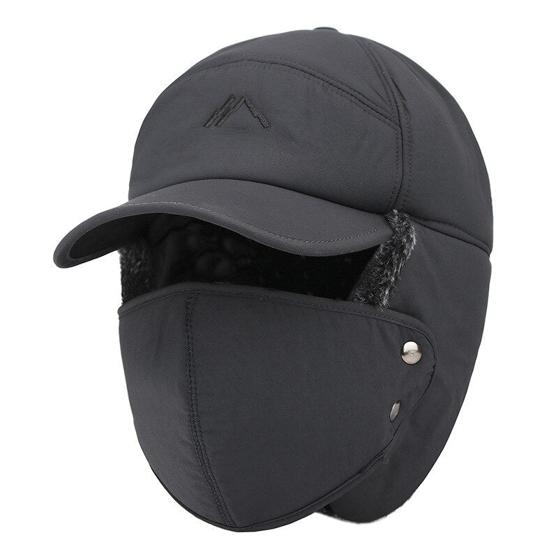 Men's Ear Protection Face Bomber Hats Thicker Plus Velvet Warm Women Winter Hat Outdoor Cycling Snow Male Bone Cap Ski Hat